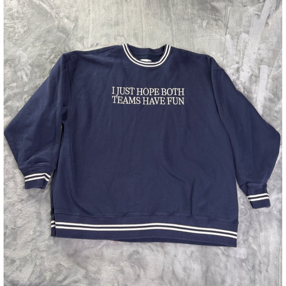 Abercrombie & Fitch Sweatshirt Mens XXL Blue I Just Hope Both Teams Have Fun
